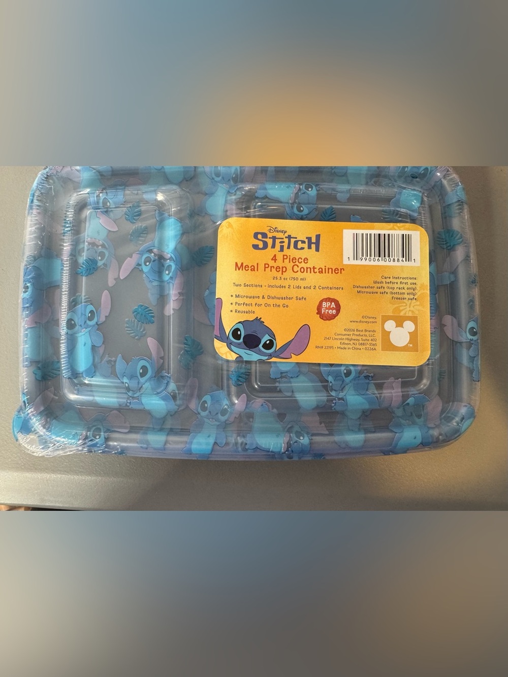 Disney Stitch 4pc Meal Prep container Set - Blue Character Print lunch